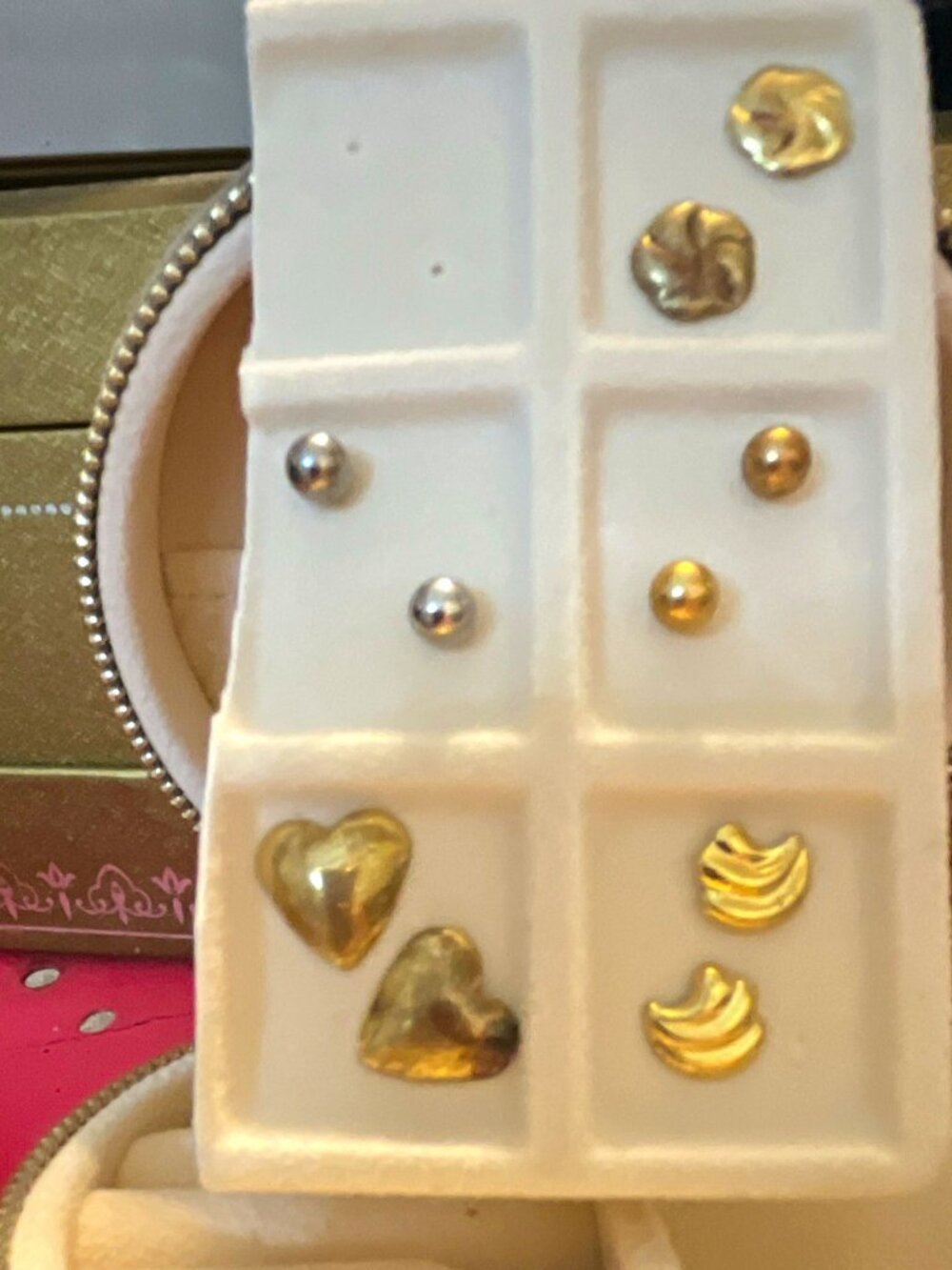 Generic Mixed Gold/Silver Tone Heart Stud Earrings Set Butterfly